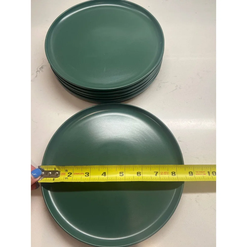 Kirklands Simple Things Forest Green Matte Salad Plates Set of 6 Stoneware